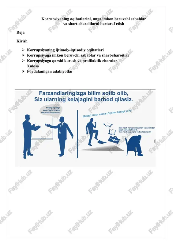 korrupsiya va uning oqibatlari — DOCX