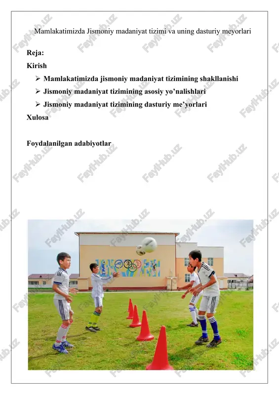 jismoniy madaniyat tizimi va uning dasturiy meyorlari — DOCX