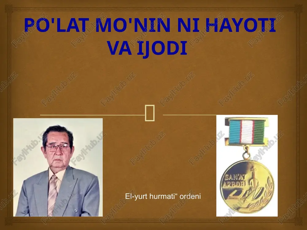 po'lat mo'ninni hayoti va ijodi — PPTX