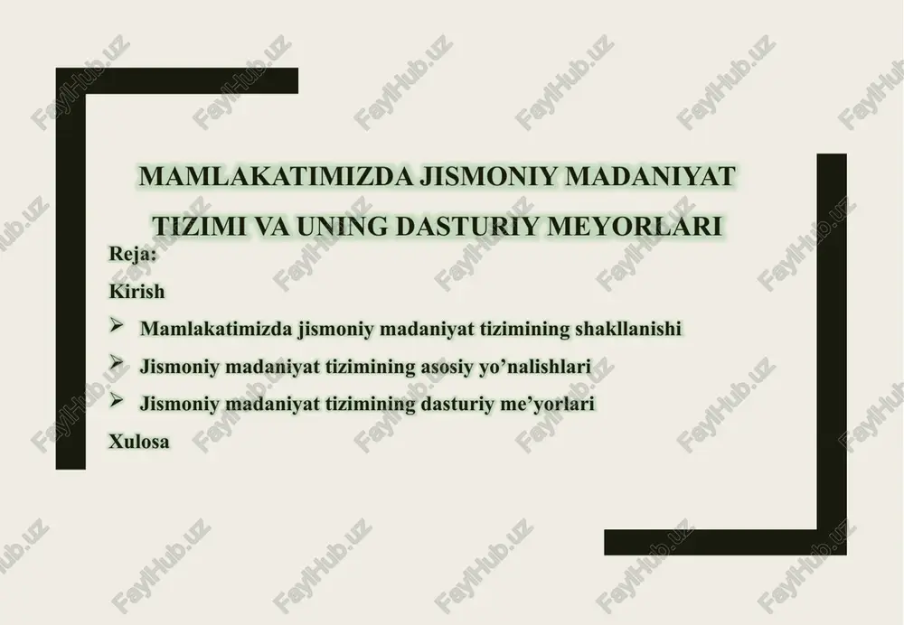 jismoniy madaniyat tizimi — PPTX