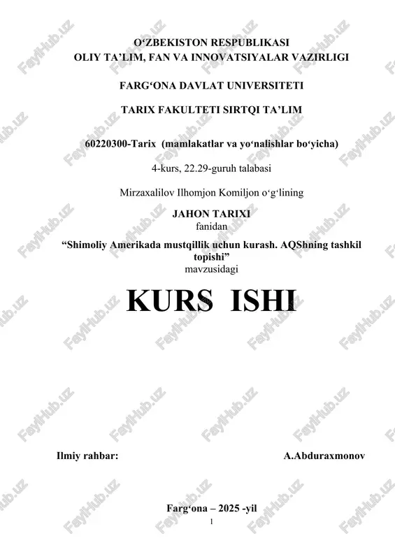 jahon tarixi kurs ishi — DOC