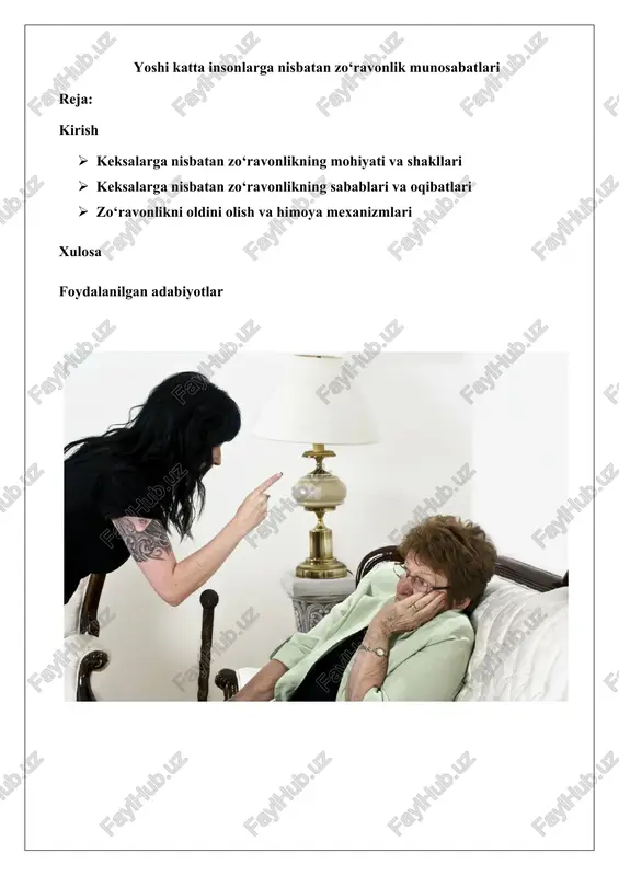 yoshi katta insonlarga nisbatan zo‘ravonlik munosabatlari — DOCX