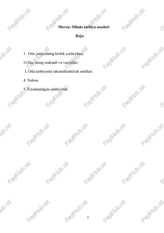 oilada tarbiya asoslari — DOCX