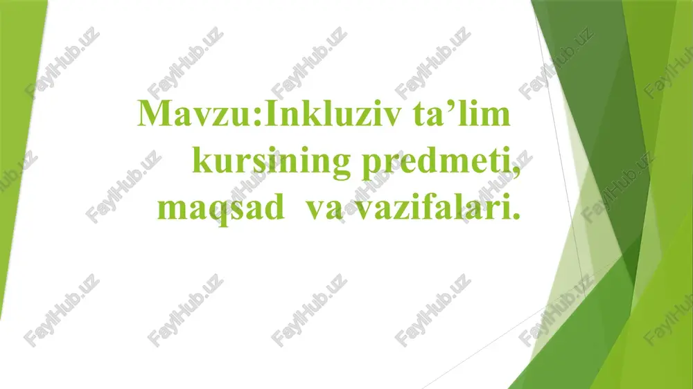 inkluziv ta'lim kursi — PPTX