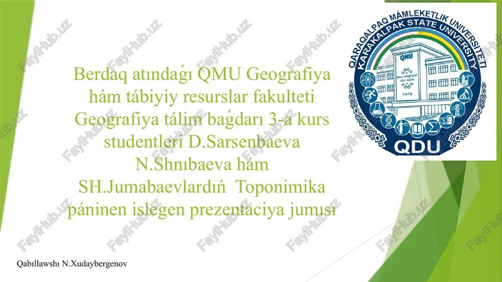 geografiya tálim baǵdarı 3-a kurs — PPTX