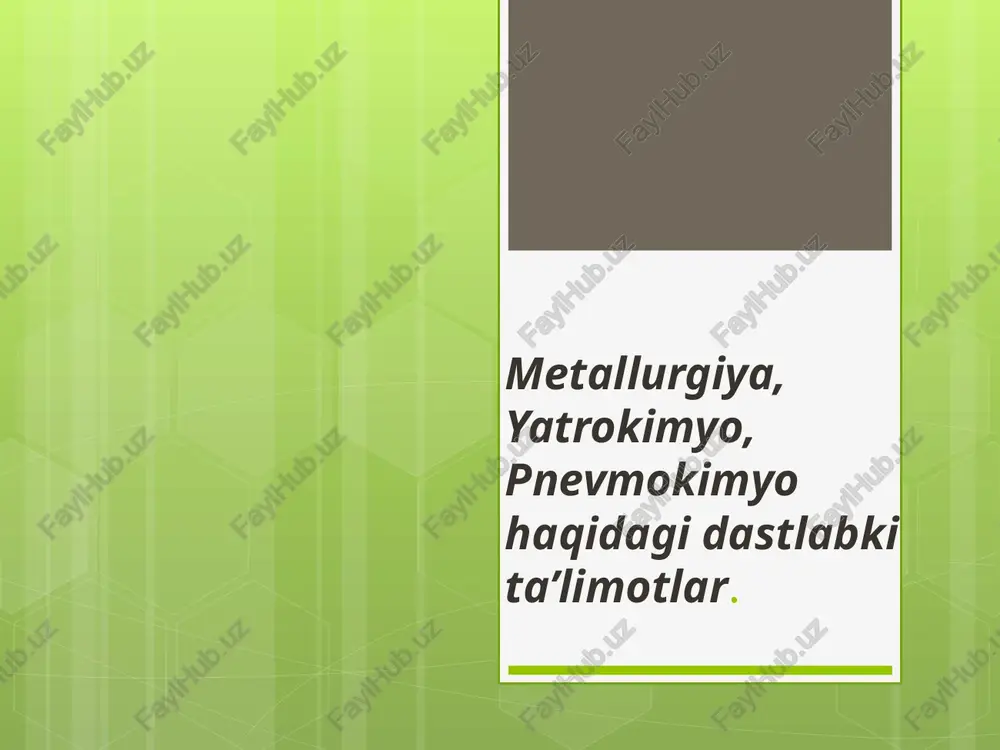 metallurgiya, yatrokimyo, pnevmokimyo — PPTX