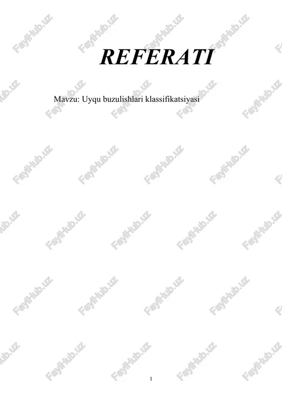 uyqu buzulishlari klassifikatsiyasi — DOCX