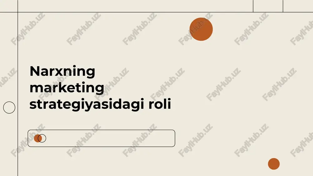 narxning marketing strategiyasidagi roli — PPTX