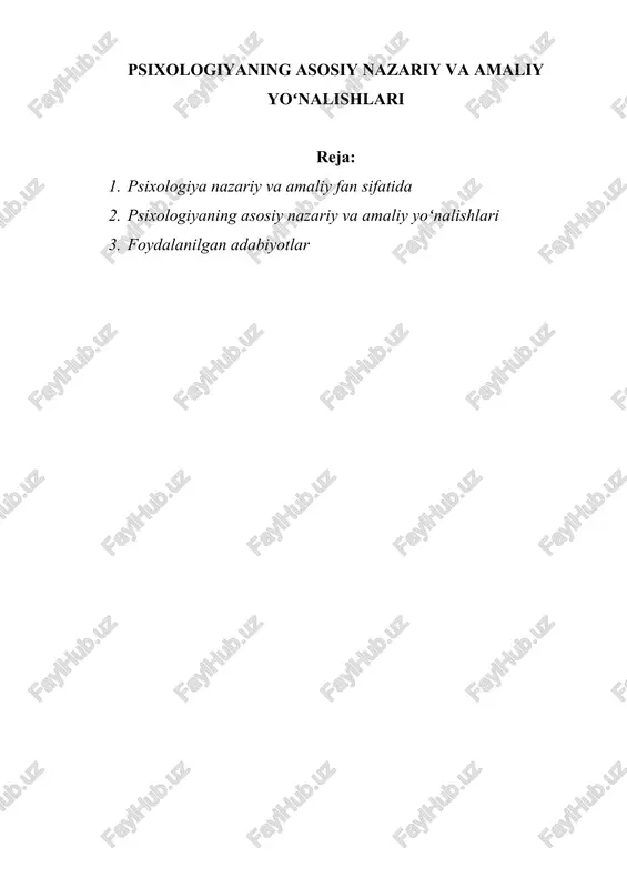 psixologiyaning asosiy nazariy va amaliy yoʻnalishlari — DOC