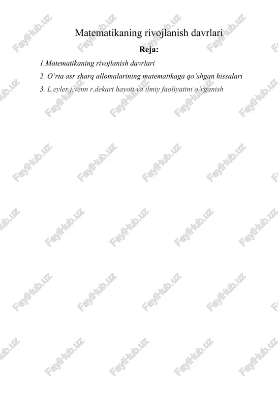 matematikaning rivojlanish davrlari — DOCX