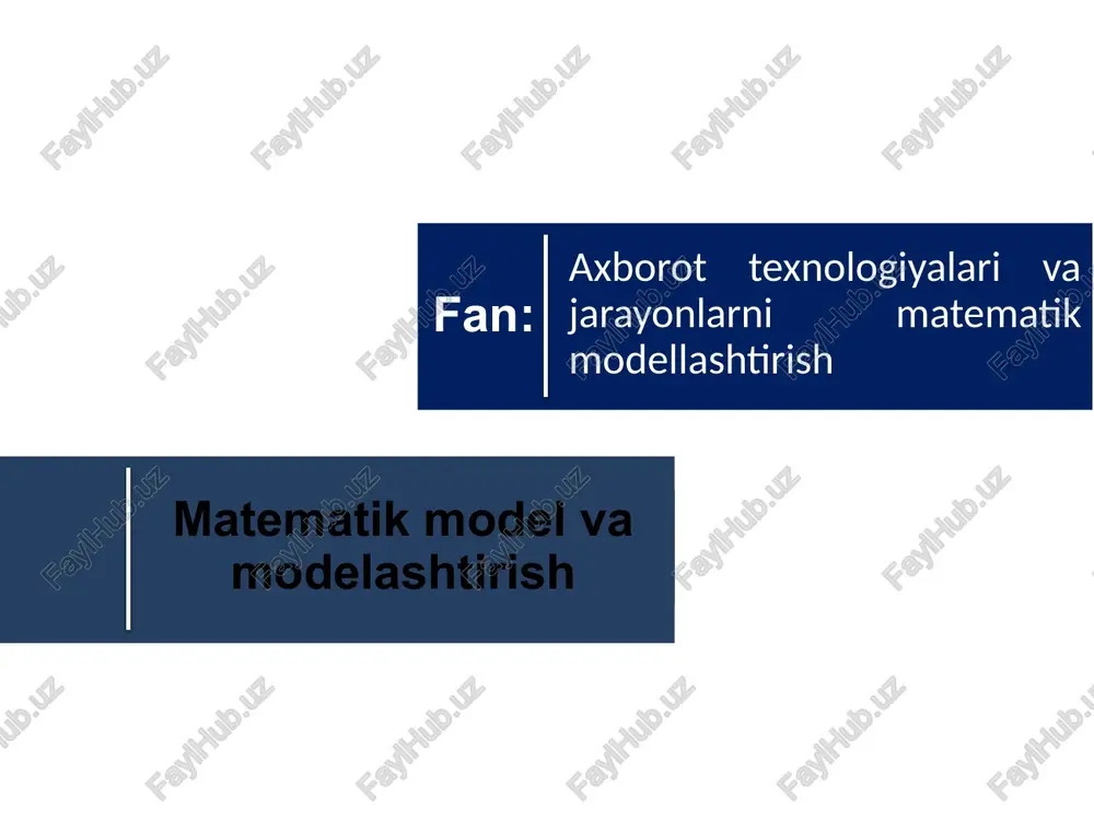 matematik model va modelashtirish — PPTX