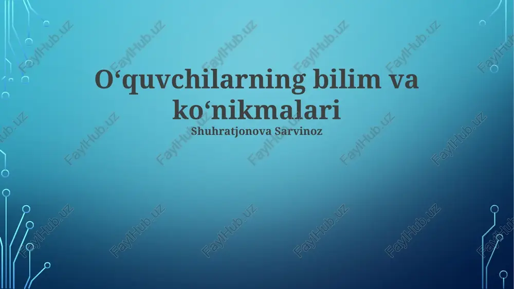 bilim va ko'nikmalarni aniqlash — PPTX