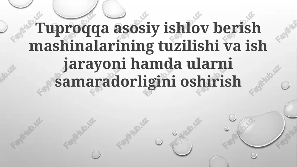 birlamchi shudgorlash mashinalari — PPTX