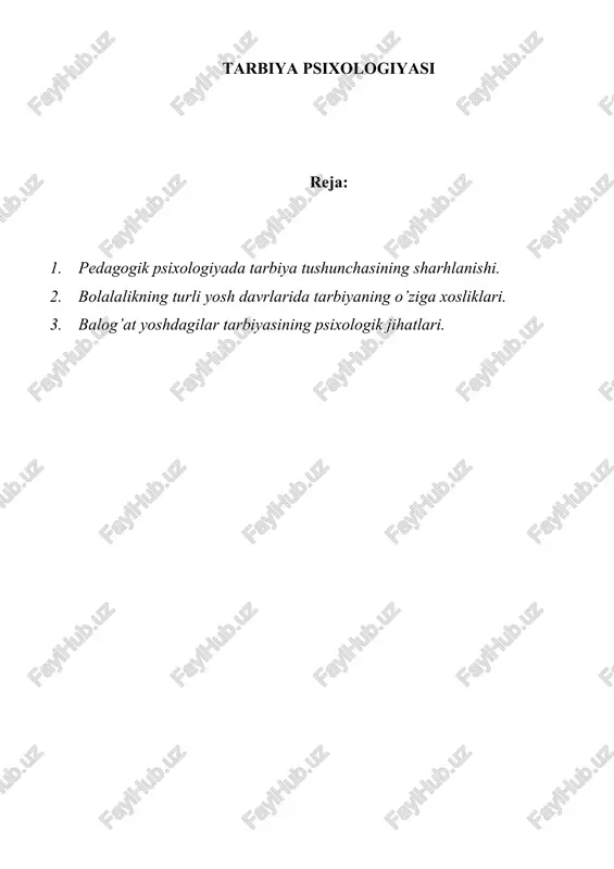 tarbiya psixologiyasi — DOC