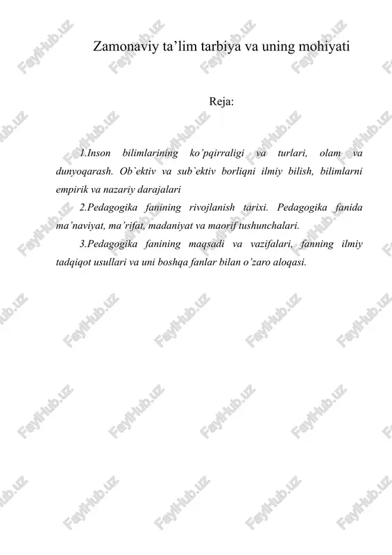 pedagogika fanining rivojlanish tarixi — DOCX