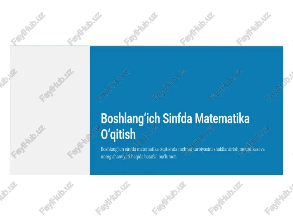 boshlang‘ich sinfda matematika o'qitish — PPTX