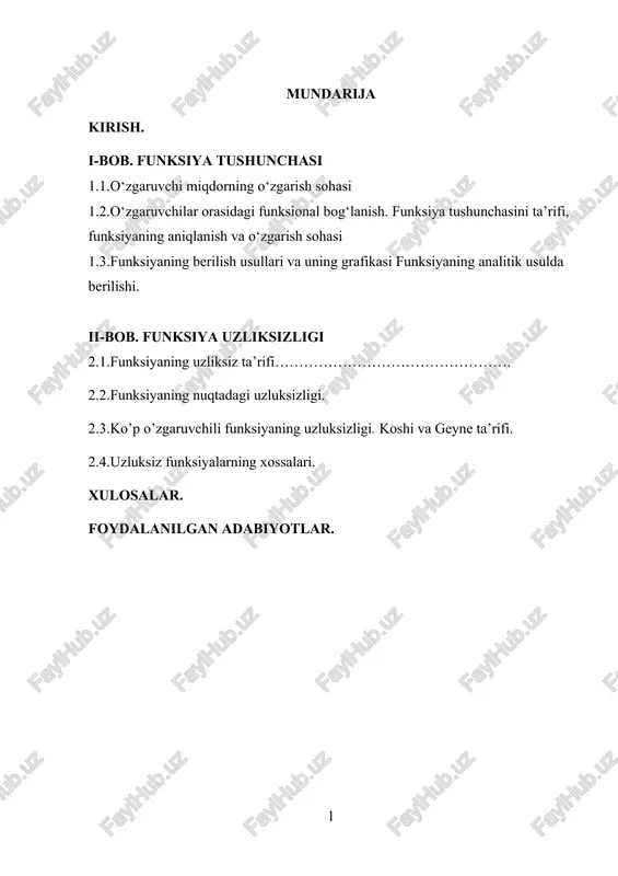 funksiya tushunchasi — DOCX
