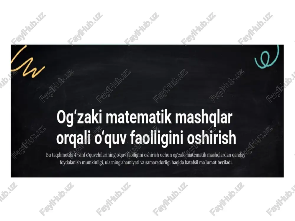 og‘zaki matematik mashqlar — PPTX