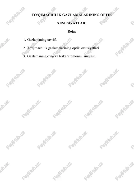 to'qimachilik gazlamalarining optik xususiyatlari — DOCX