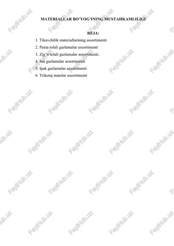 paxta tolali gazlamalar assortimenti — DOCX