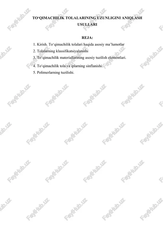 yengil sanoat buyumlari materialshunosligi — DOCX