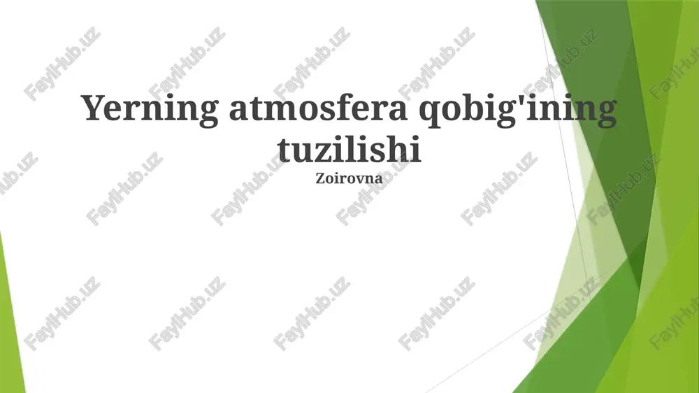 yerning atmosfera qobig'ining tuzilishi — PPTX