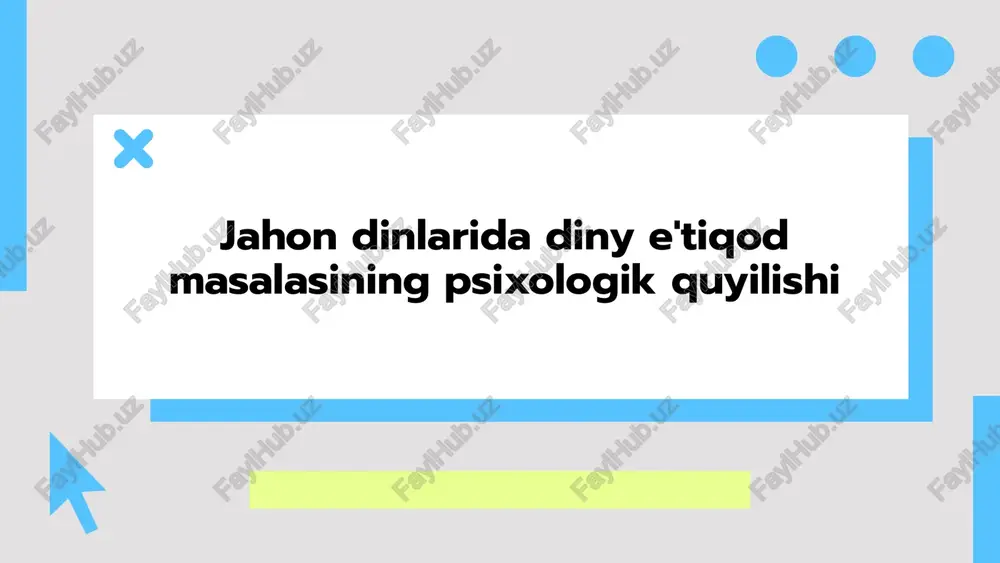 diniy jamoaning psixologik to'lonlari — PPTX