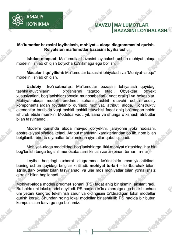 ma’lumotlar bazasini loyihalash — DOCX