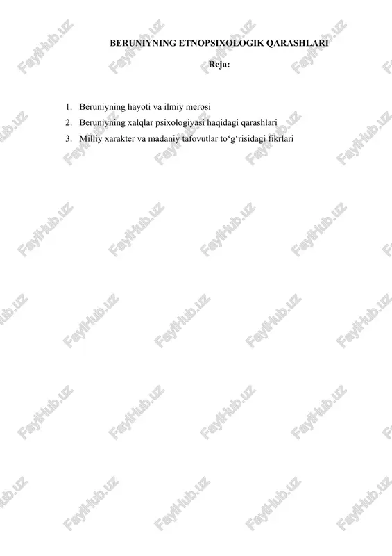 beruniyning etnopsixologik qarashlari — DOCX