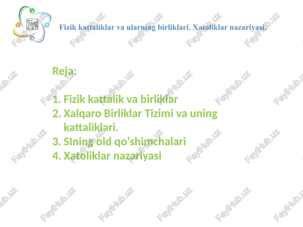 fizikkattaliklar va birliklari — PPTX