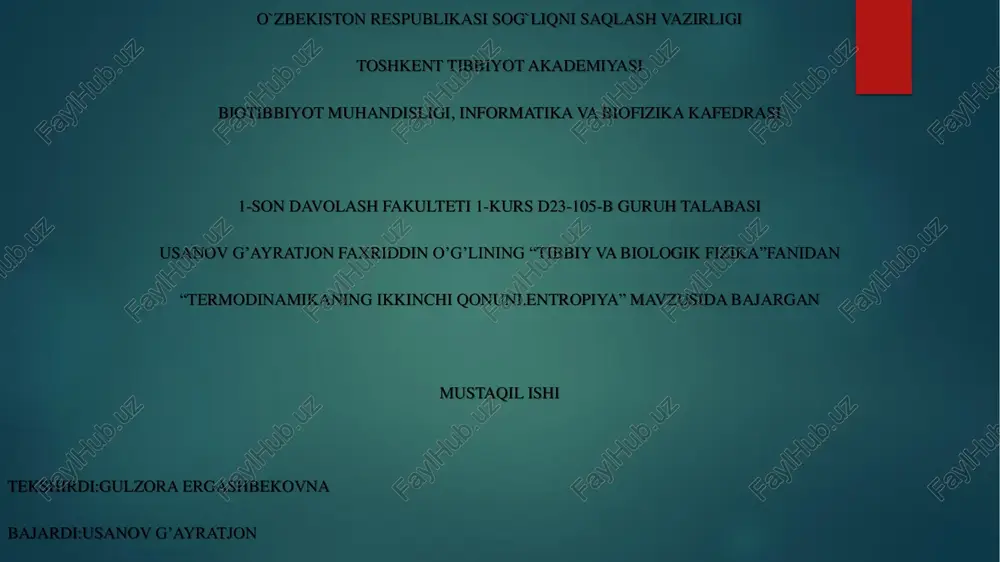 termodinamikning ikkinchi qonuni. entropiya — PDF