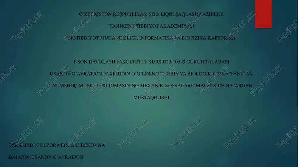 yumshoq muskul to'qimasining mexanik xossalari — PDF