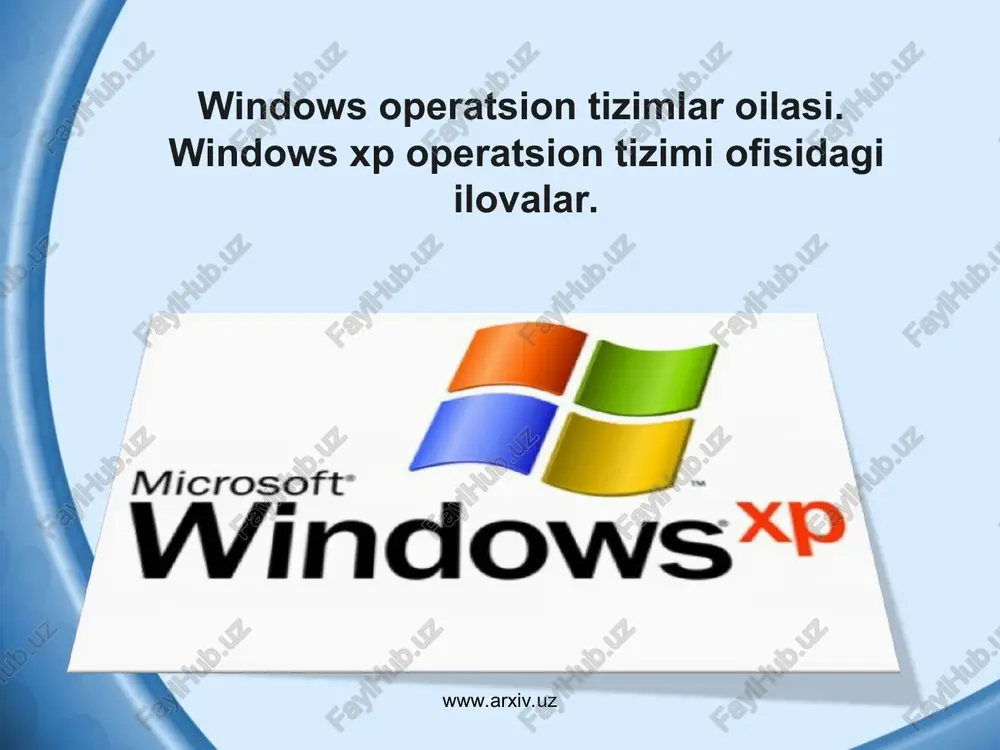 windows xp operatsion sistemasi — PPT