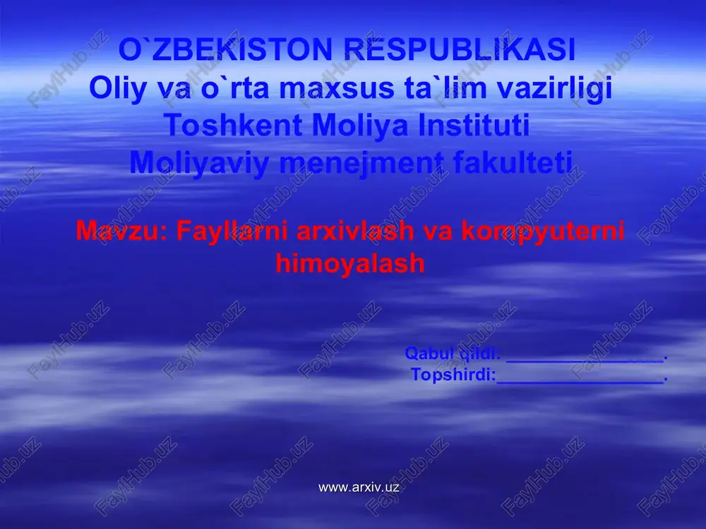 fayllarni arxivlash va kompyuterni himoyalash — PPT
