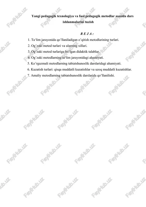 pedagogik texnologiya va metodlar — DOCX