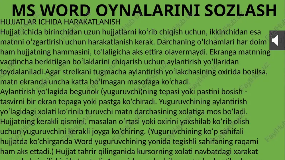 ms word oynalarini sozlash — PPTX
