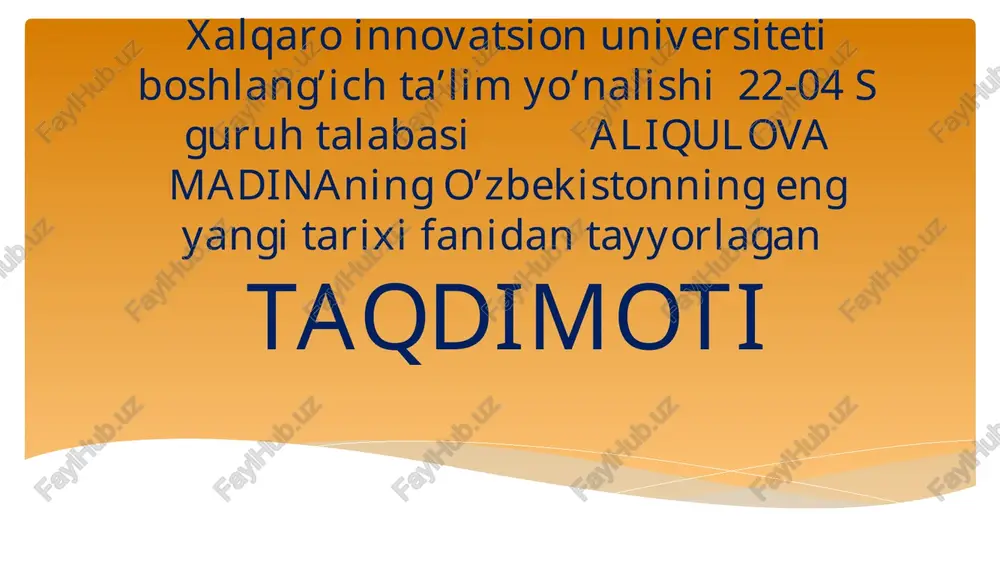 o’zbekistonning eng yangi tarixi — PPTX