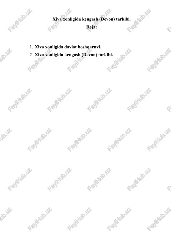 xiva xonligida kengash (devon) tarkibi — DOCX