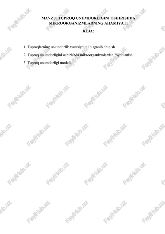 tuproq unumdorligi — DOCX