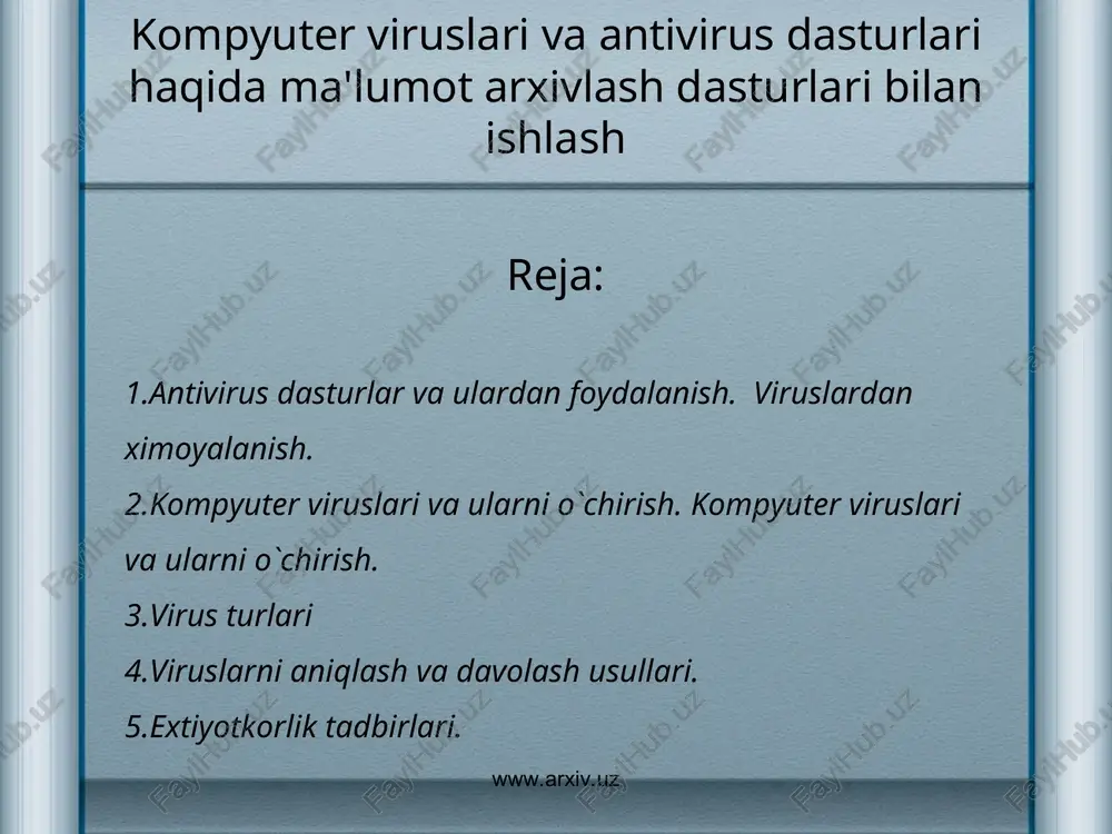 kompyuter viruslari va antivirus dasturlari — PPT