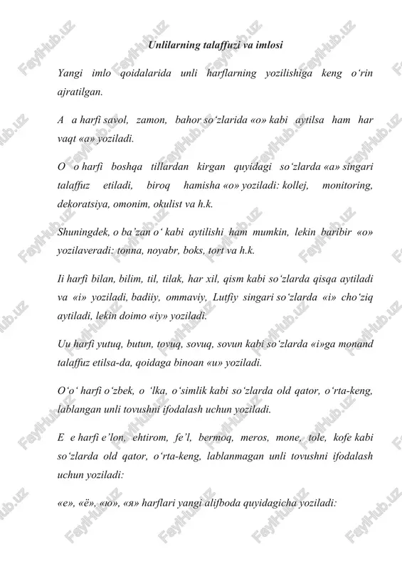 unlilarning talaffuzi va imlosi — DOCX