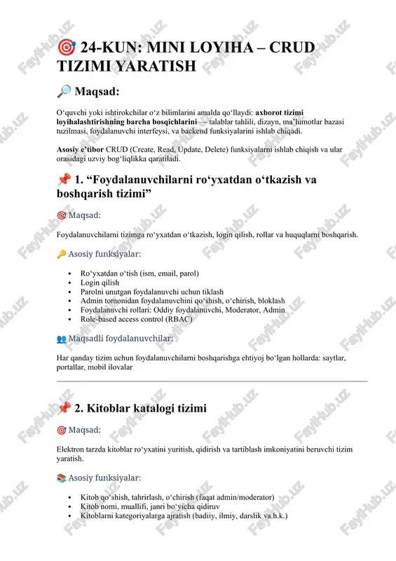 mini loyixa - crud tizimi yaratish — DOCX