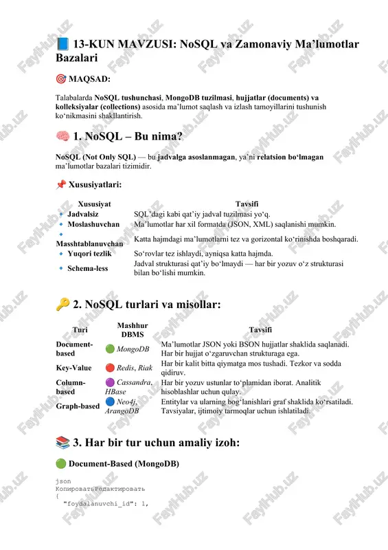 nosql va zamonaviy ma’lumotlar bazalari — DOCX