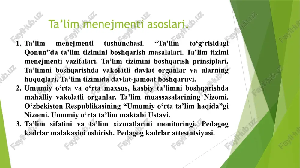 ta’lim menejmenti asoslari — PPTX