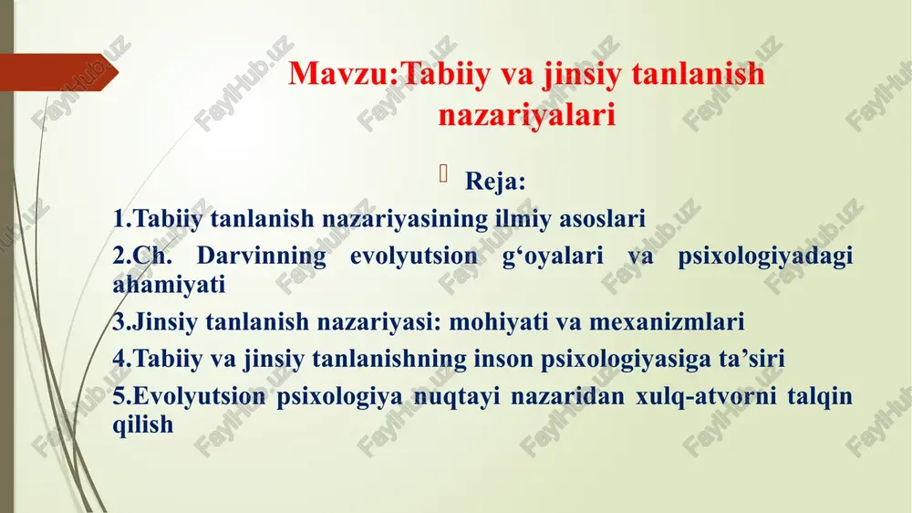 tabiiy vajinsiy tanlanish nazariyalari — PPTX