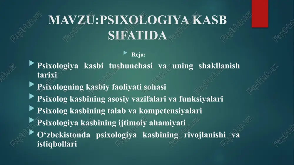 psixologiya kasb sifatida — PPTX