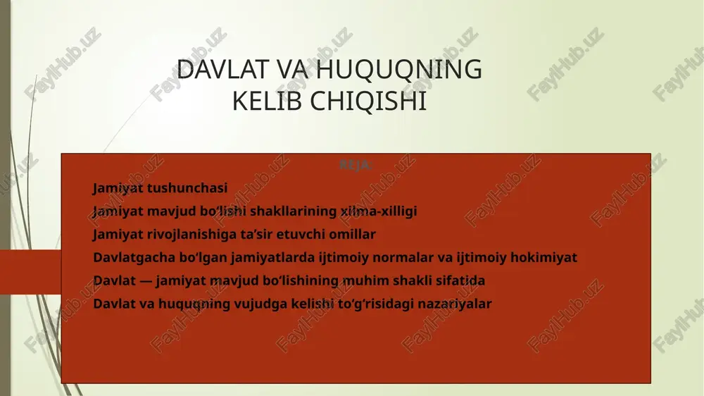 davlat va huquqning kelib chiqishi — PPTX