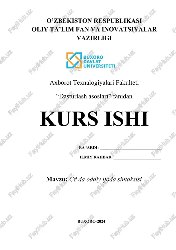 c# da oddiy ifoda sintaksisi — DOCX