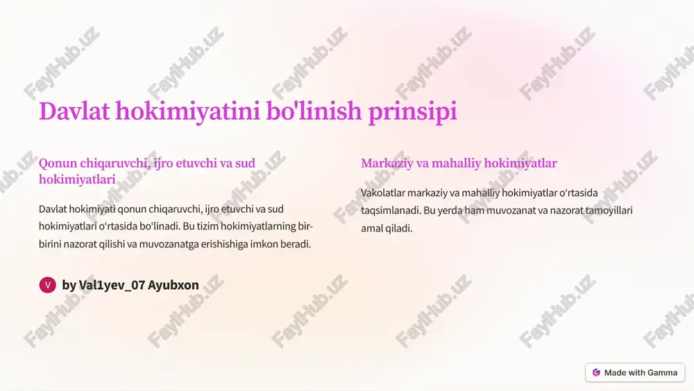 davlat hokimiyatini bo'linish prinsipi — PDF