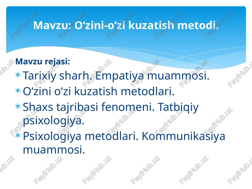 o‘zini-o‘zi kuzatish metodi — PPTX